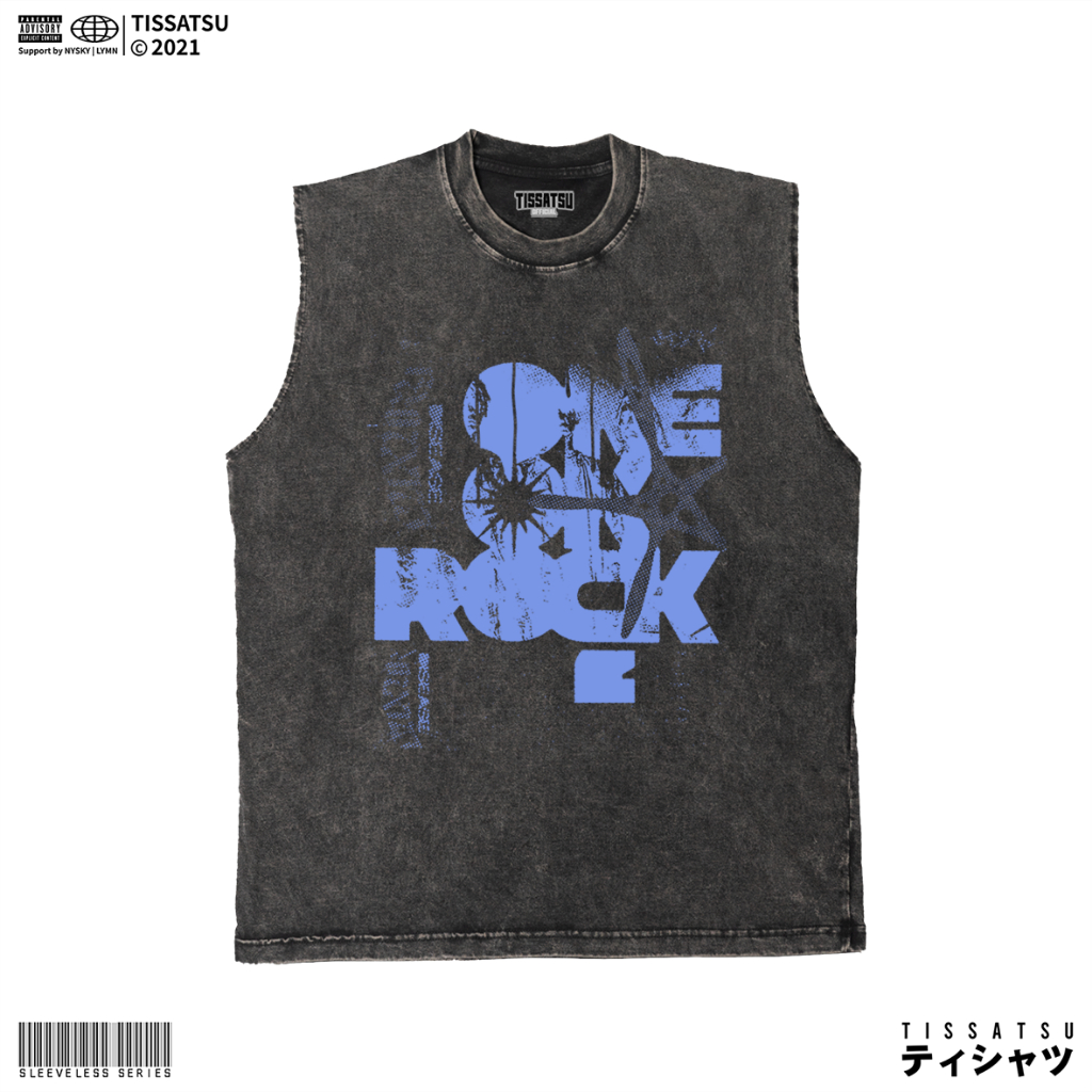 TISSATSU Kaos Singlet ONE OK ROCK Oversize / Sleeveless Band Washed OOR-9