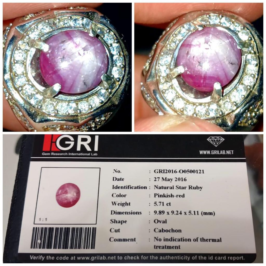 Ruby Star Burma no Heat 5.71 carat GRI memo