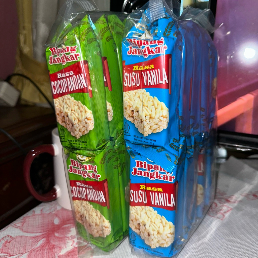 BARU - [GET 2 PACK, TOTAL 20 pcs] BIPANG/JIPANG/PUFF RICE JANGKAR PASURUAN RASA SUSU VANILA DAN COCO