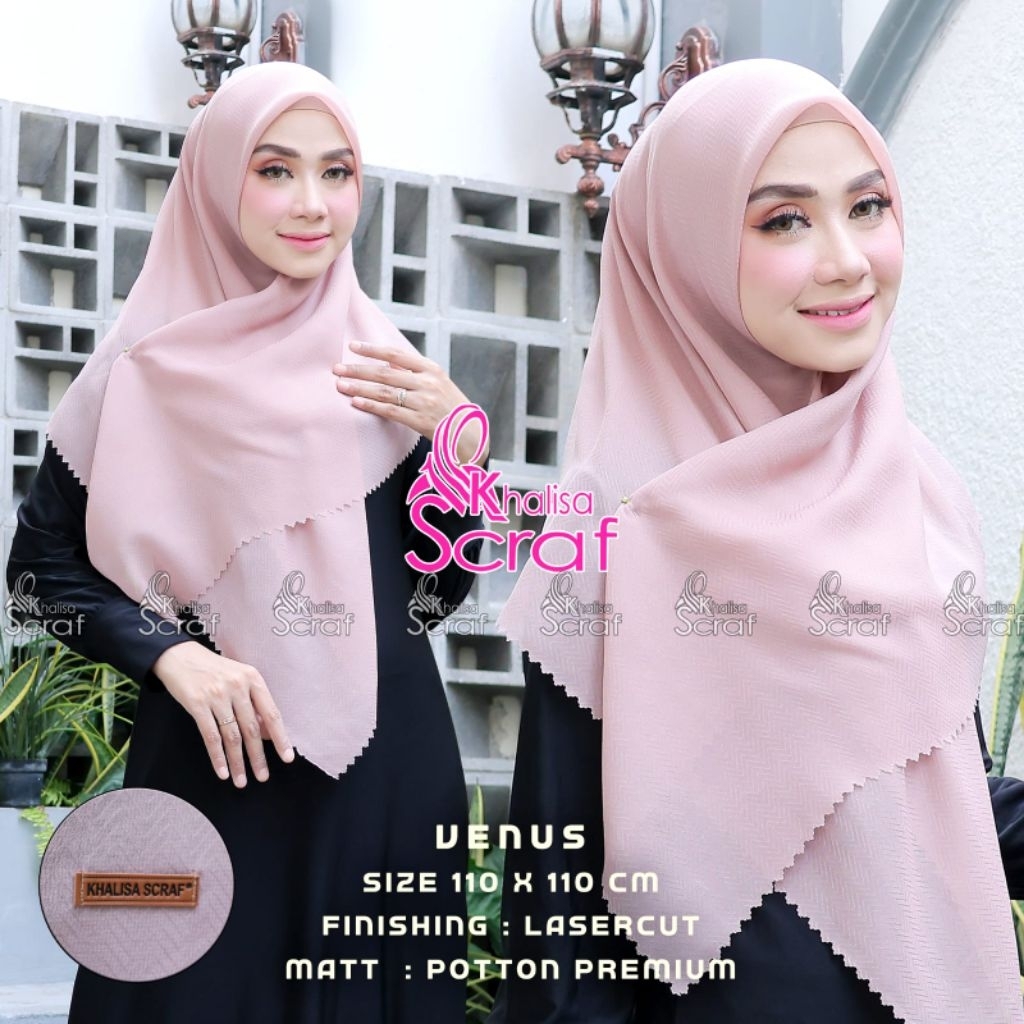 Khalisa scraft Hijab segi empat venus lasercut ( 110 x 110cm )