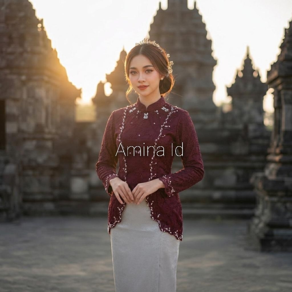 Amina id / ZAHRA kebaya brokat/Kebaya lamaran/kebaya tile/Kebaya Modern/Kebaya Wisuda/Set Kebaya