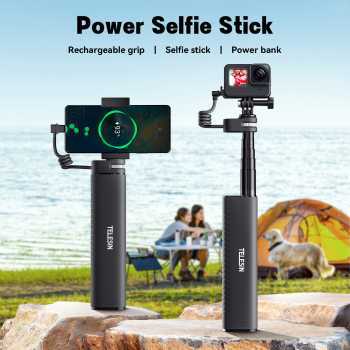 TELESIN Tongsis Monopod Power Bank Adjustable Waterproof 10000mAh  Black