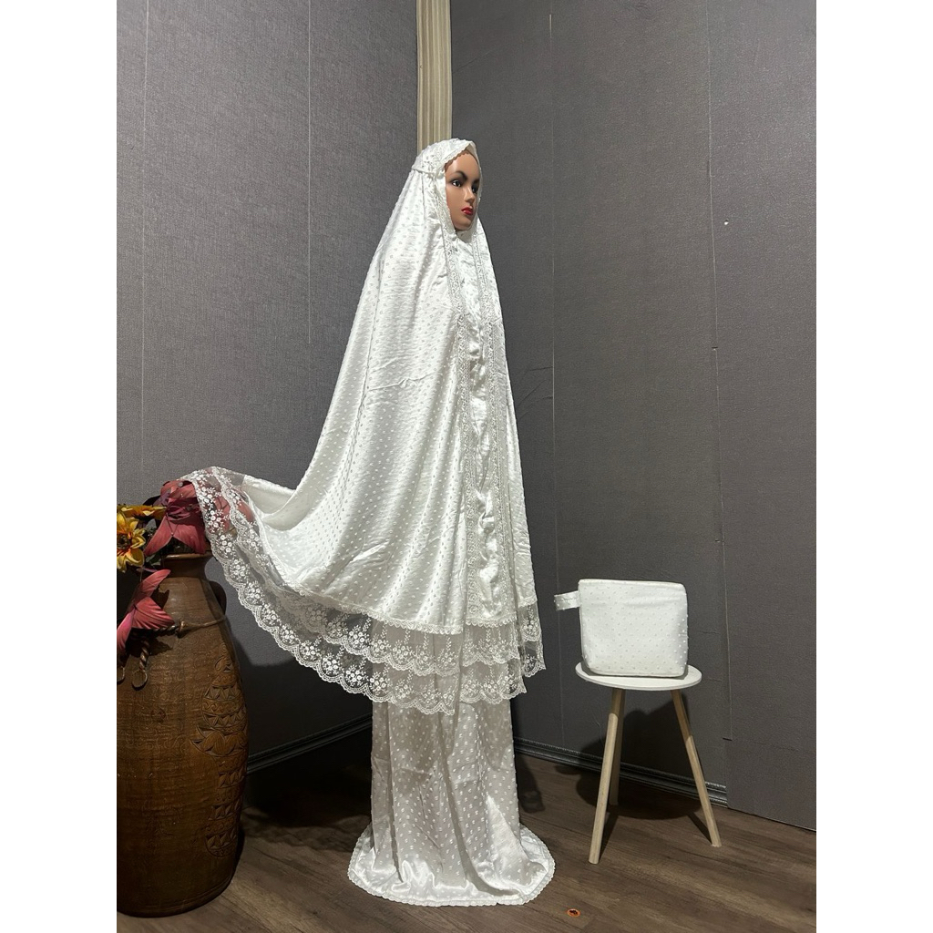 Mukenah Giri sky - Mukena white - Mukenah Putih Terbaru - Mukenah Putih Cantik - Mukenah Putih Terba