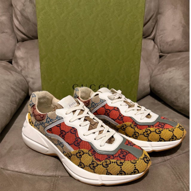 GUCCI RHYTON GG SNEAKERS IN MULTICOLOR CANVAS