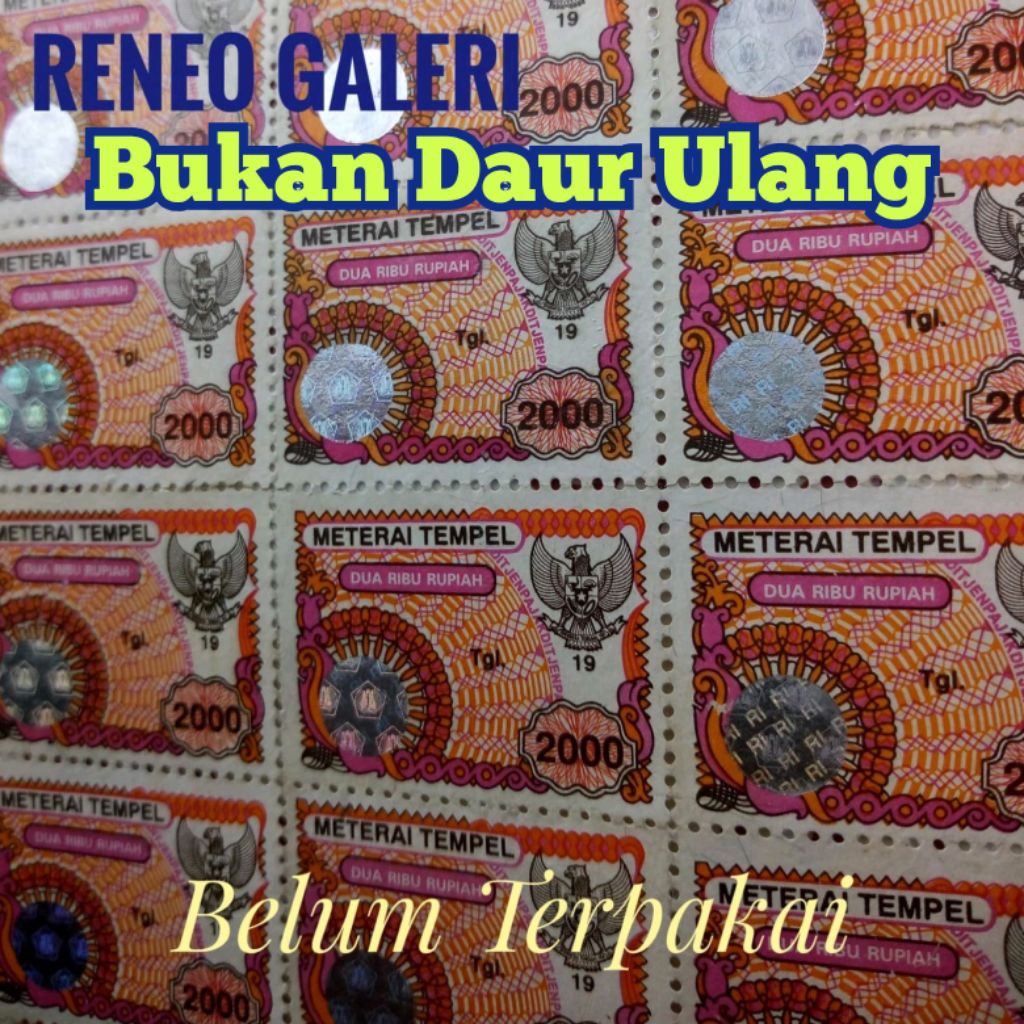 1 Pcs Meterai Tempel 2000 Rupiah Tahun 1996 1997 1998 1999 materai Rp 2.000 lama kuno matrai baru or
