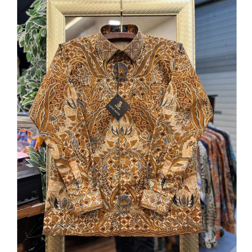 Lano Batik Tulis Prada Motif Batik Klasik Bahan Katun | Kemeja Batik Pria Lengan Panjang | TLS