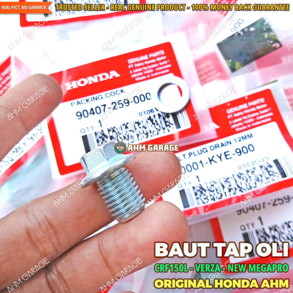 Baut Tap Oli Verza 150 K18 Ring Alumunium Tap Oli CB150 Verza K18H Bolt Drain Plug 12mm Baut Pembuan