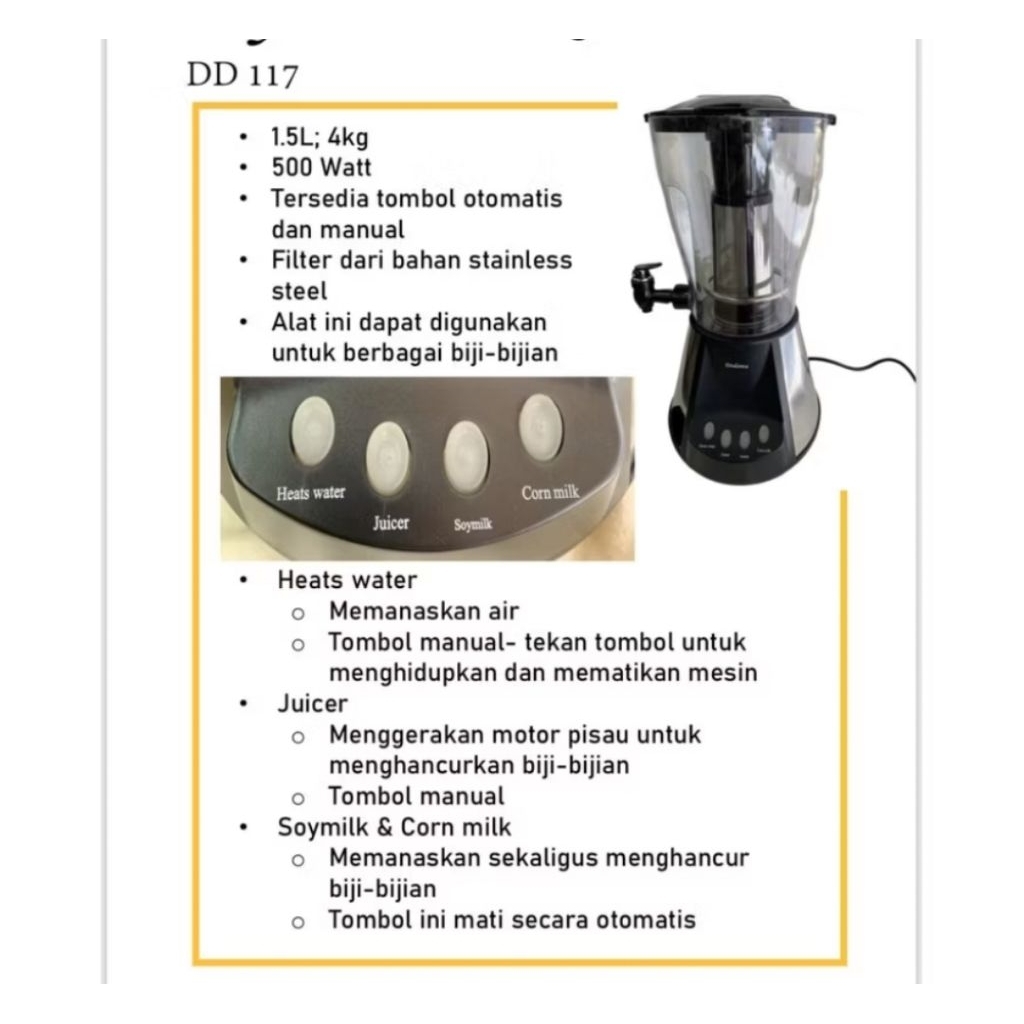 Soybean Maker Merk Dodawa Mesin Pembuat Susu Kacang