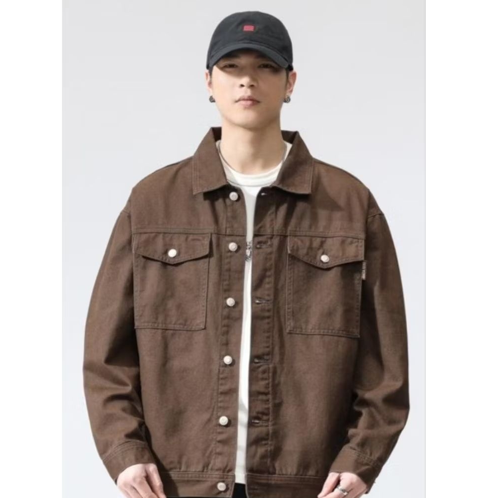 Fleece - Arthur Canvas trucker jaket Coffee brown