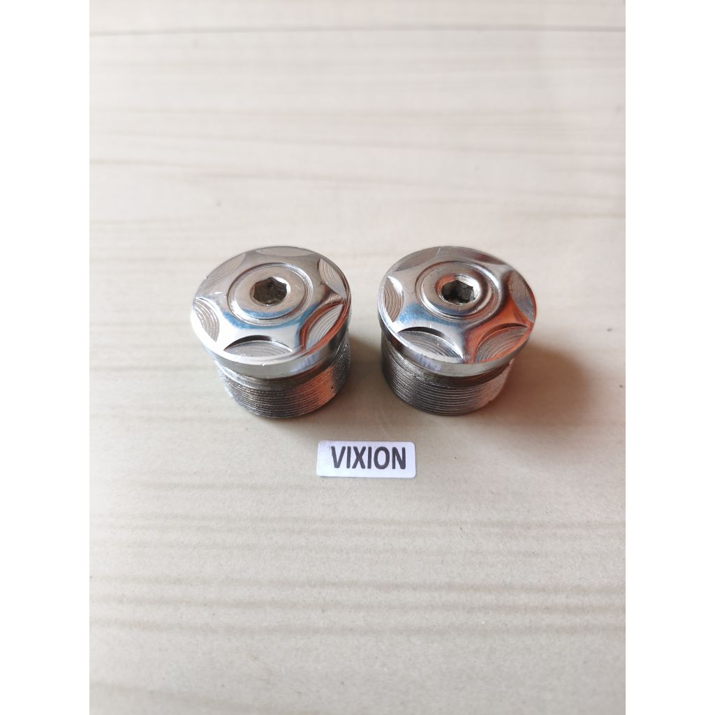 Baut Tutup As Shock Depan Vixion Old Vixion New Nva Nvl Set Kanan Kiri Besi Padat Costum Bubut Crom