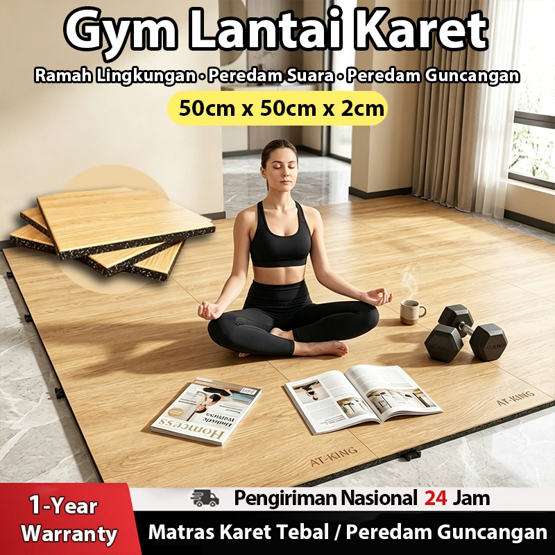 Lantai Karet  Gym Karpet Lantai Karet Rumah Dalam Yoga  Bermain Anak Awet Anti Bising 50x50x2cm