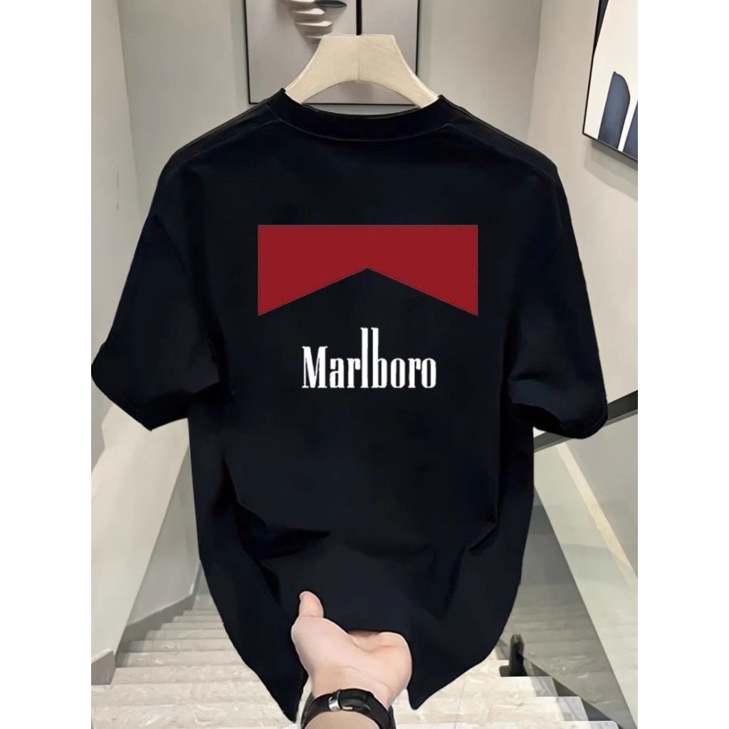 t-shirt katun 100% kaos logo MARLBORO kaos pria wanita desain OVERSIZE trendy & premium adem dan nya