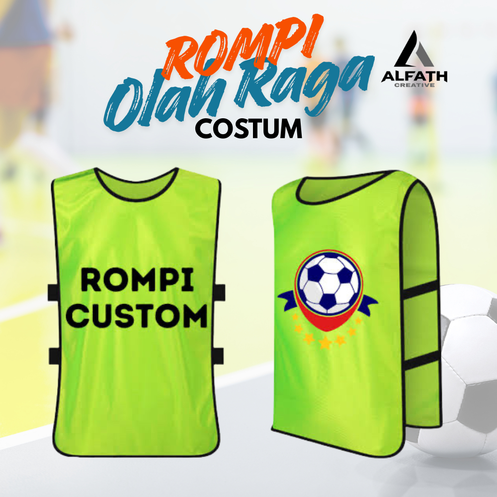 Rompi Olahraga Custom/ Rompi Futsal Latihan Sablon Logo dan Nama