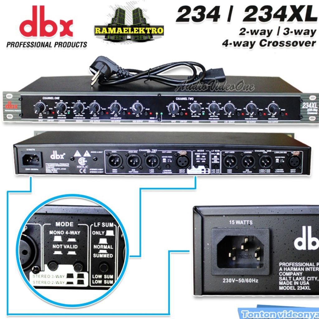 CROSSOVER  DBX 234XL 2 CHANEL , 2 WAY 3 WAY 4 WAY MONO CROSSOVER