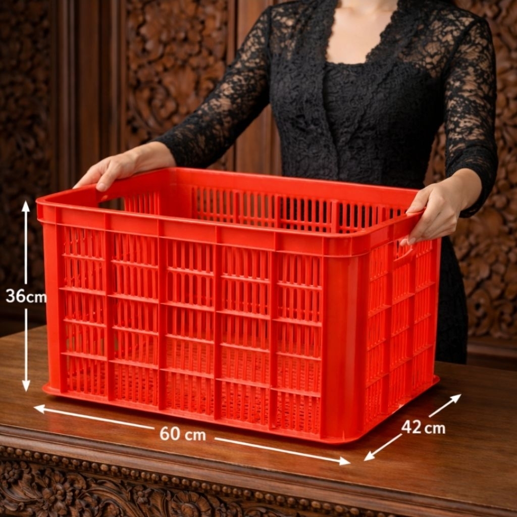 Keranjang tebal Plastik Besar 60x42x36 cm | Keranjang Serbaguna Tebal | Box Penyimpanan Laundry Sayu