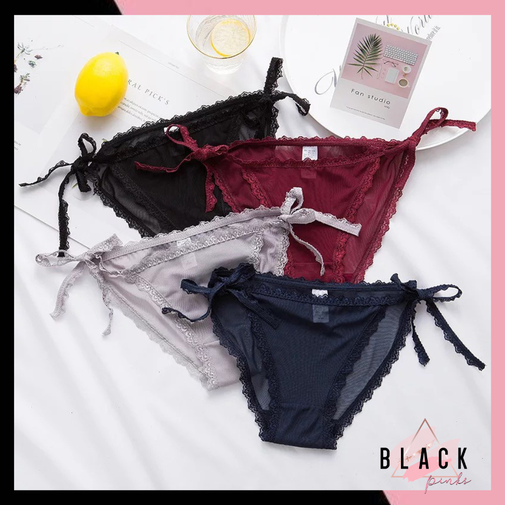 Blackpink Celana Dalam Wanita Berenda CD Transparan Tipis Berongga 3092