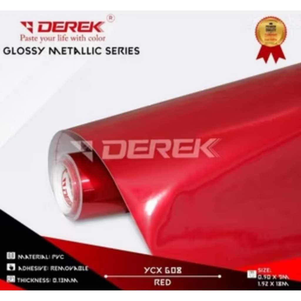 Sticker Stiker Derek Glossy Metallic Merah Candy Premium YCX608
