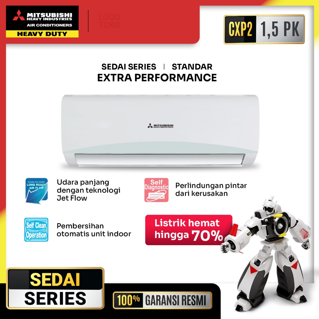 AC Mitsubishi Heavy Industries Ac 1,5 PK Standar R32 SRK12CXP-W3 White