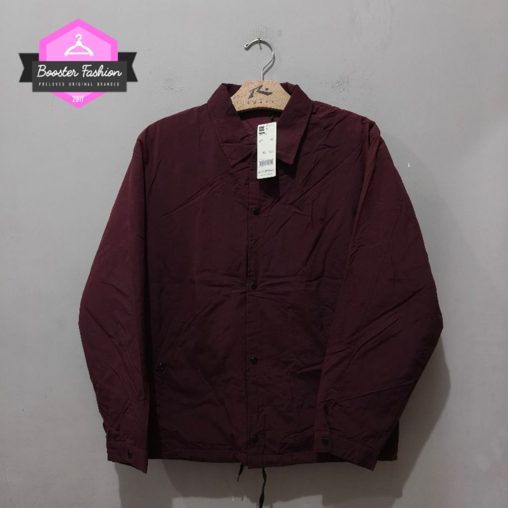 JAKET COACH GU BY UNIQLO DARK BURGUNDY ORIGINAL SIZE L