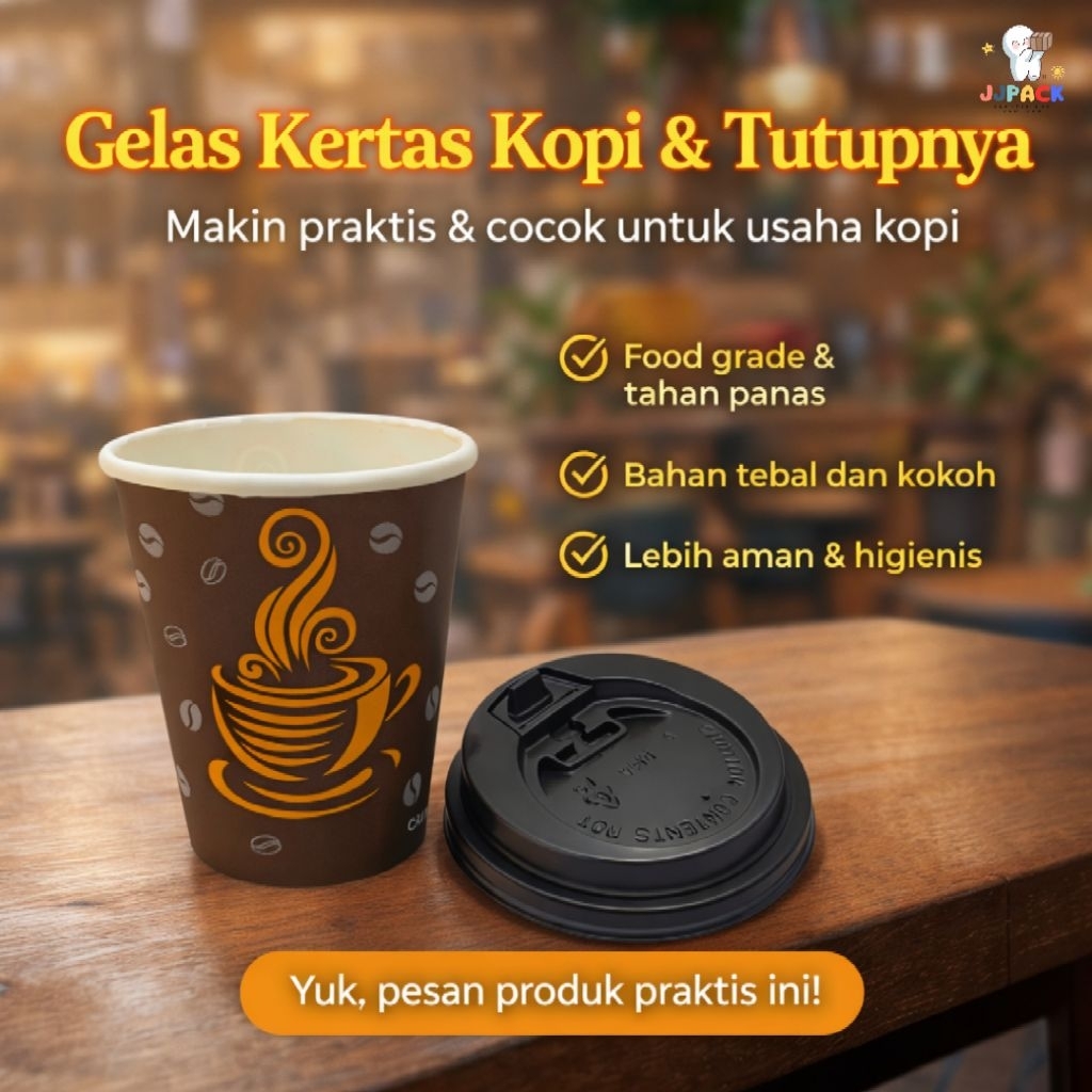 [JJP] gelas kertas kopi set tutup / gelas kertas kopi / cup kertas kopi Dan teh
