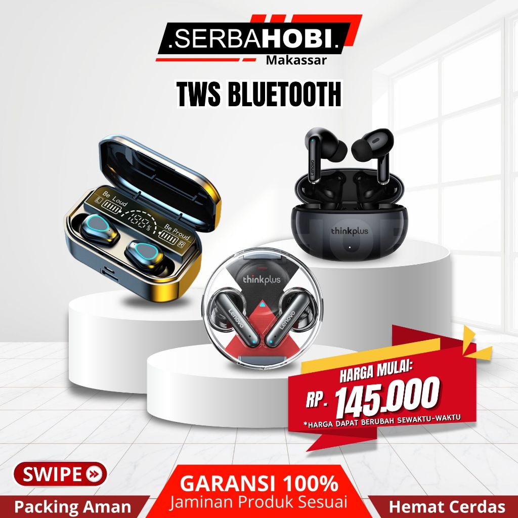 EARPHONE TWS / EARPHONE TWS LENOVO / EARPHONE MURAH / TWS BLUETOOTH