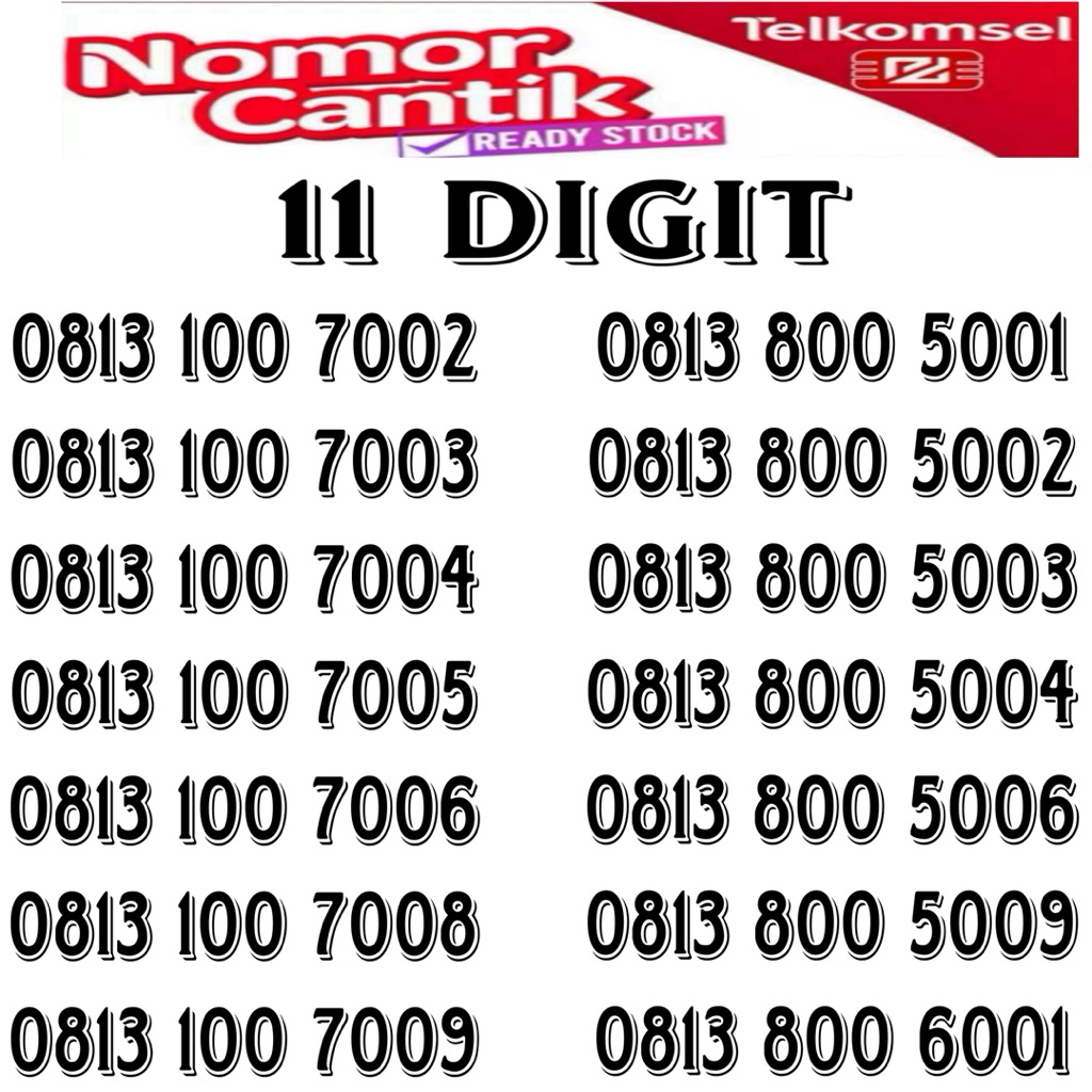 perdana simpati 11 Digit pra bayar cantik murah.geseeer pilih no lainnya