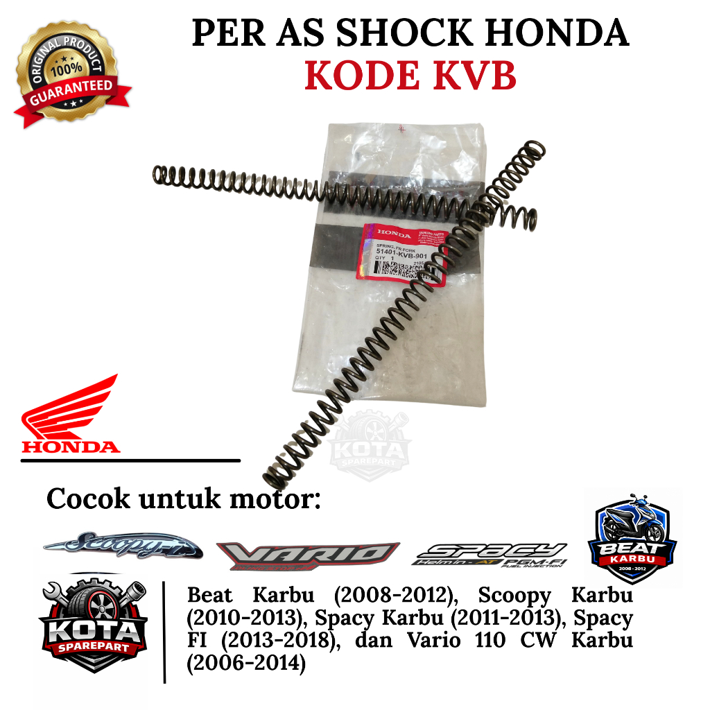 PER AS SHOCK ORIGINAL HONDA KODE KVB UNTUK MOTOR HONDA BEAT KARBU (2008-2012), SCOOPY KARBU (2010-20