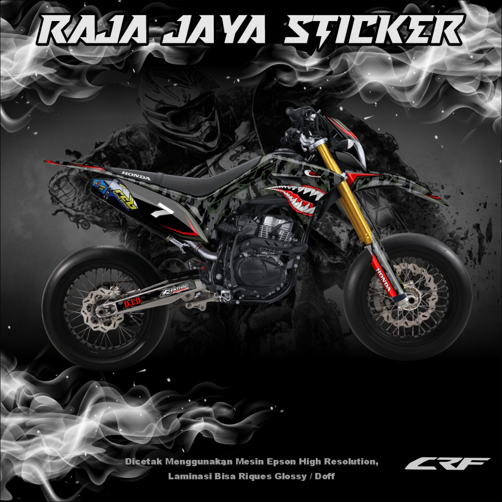 Stiker CRF Fullbody_ Sticker Decal CRF 150L Full Body Motif Disain Army Shark 001