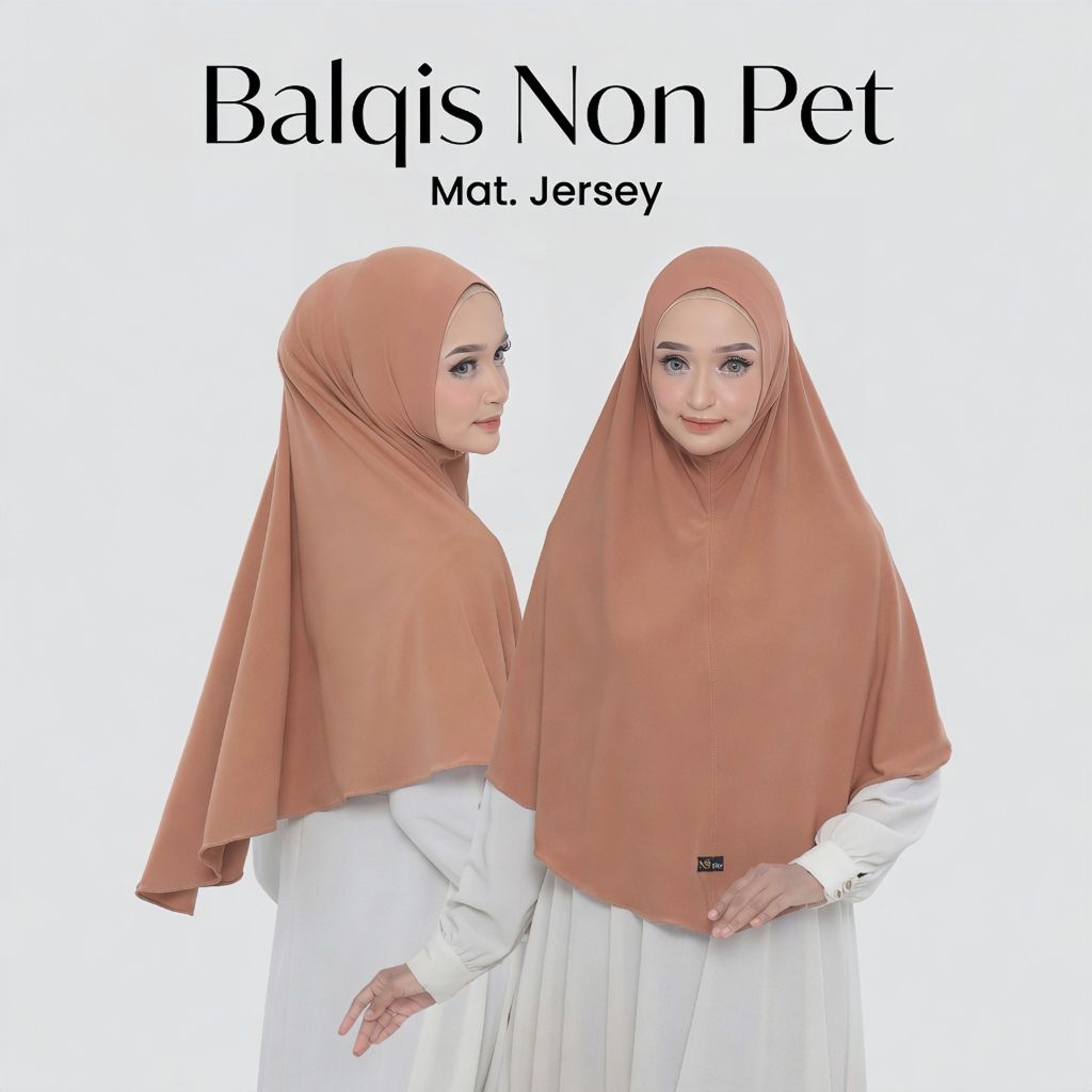 NS Hijab BALQIS Non Pet XL Jilbab Semi Jumbo Khimar Daily Simple Tanpa Pet Kerudung Syar'i Jersey Pr