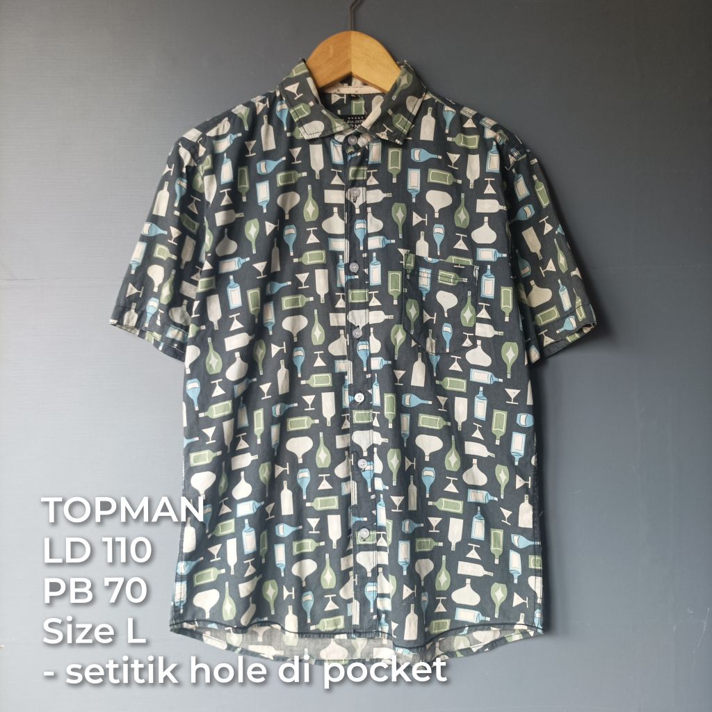 Kemeja Motif Vintage Lengan Pendek Second Brand Topman Kemeja Bekas Pakai