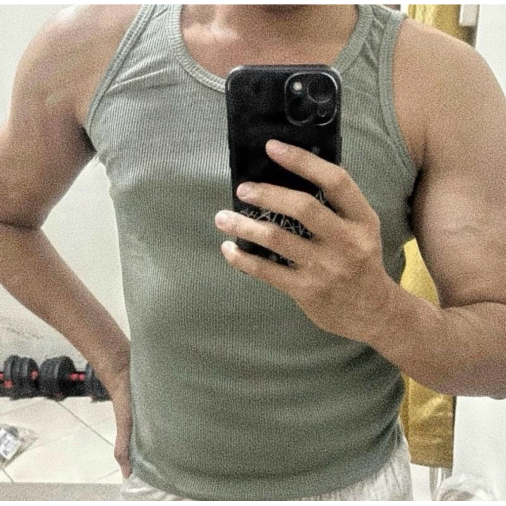 Rib Tanktop Gym Pria (Free Request)