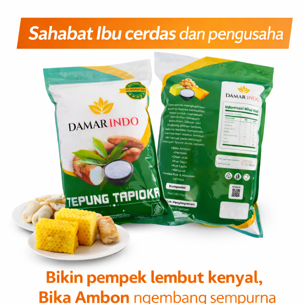 Tepung Tapioka/Sagu DAMARINDO 1kg- Cocok buat UMKM - buat Pempek, Bika Ambon, Cireng, Bakso, Krupuk,