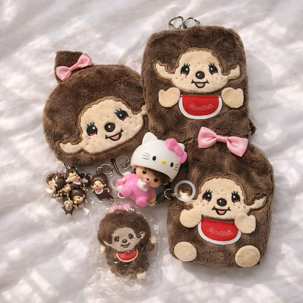 Monchhichi Original Japan Gacha Pouch Keychain Monchichi Coin Pouch Rare Plush Gantungan Kunci Jepan