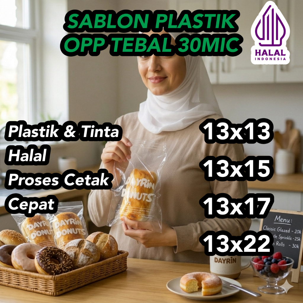 Sablon Plastik OPP Tebal 30 Micron 13x13 13x15 13x17 13x22