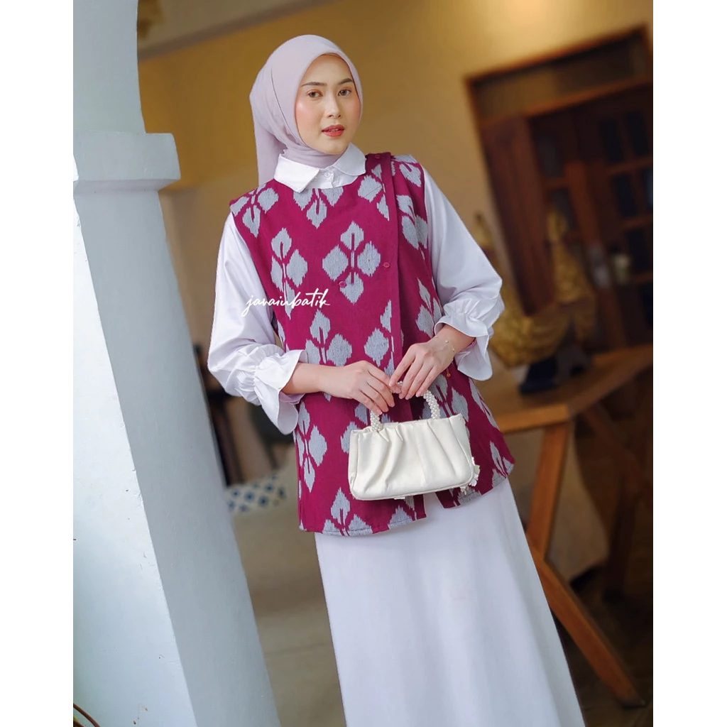 VEST BATIK TRISTA, BAJU BATIK WANITA, VEST WANITA, ROMPI TENUN, ROMPI BATIK WANITA
