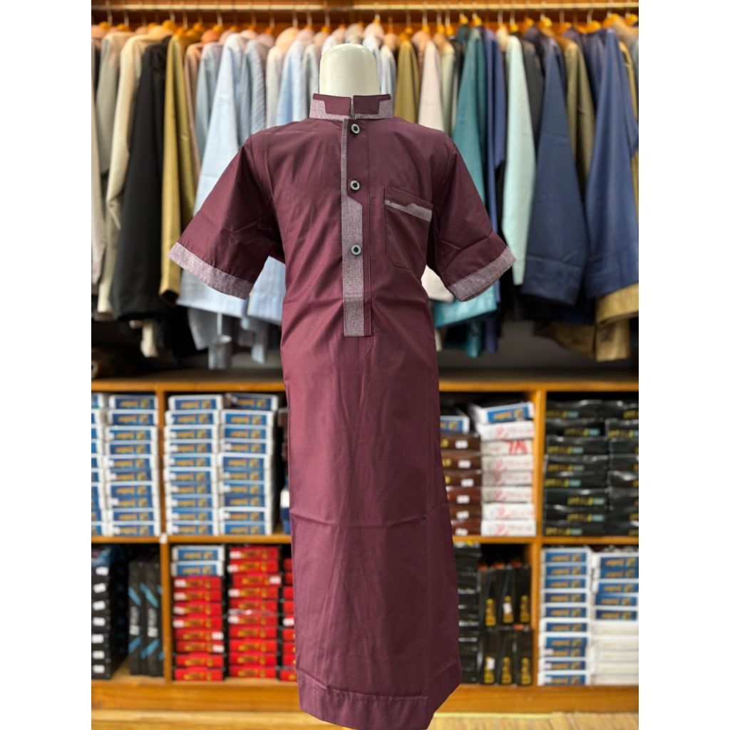 GAMIS ALLEBAS Bahan katun Lengan pendekMotif kerah les & ujung bagian lengan les