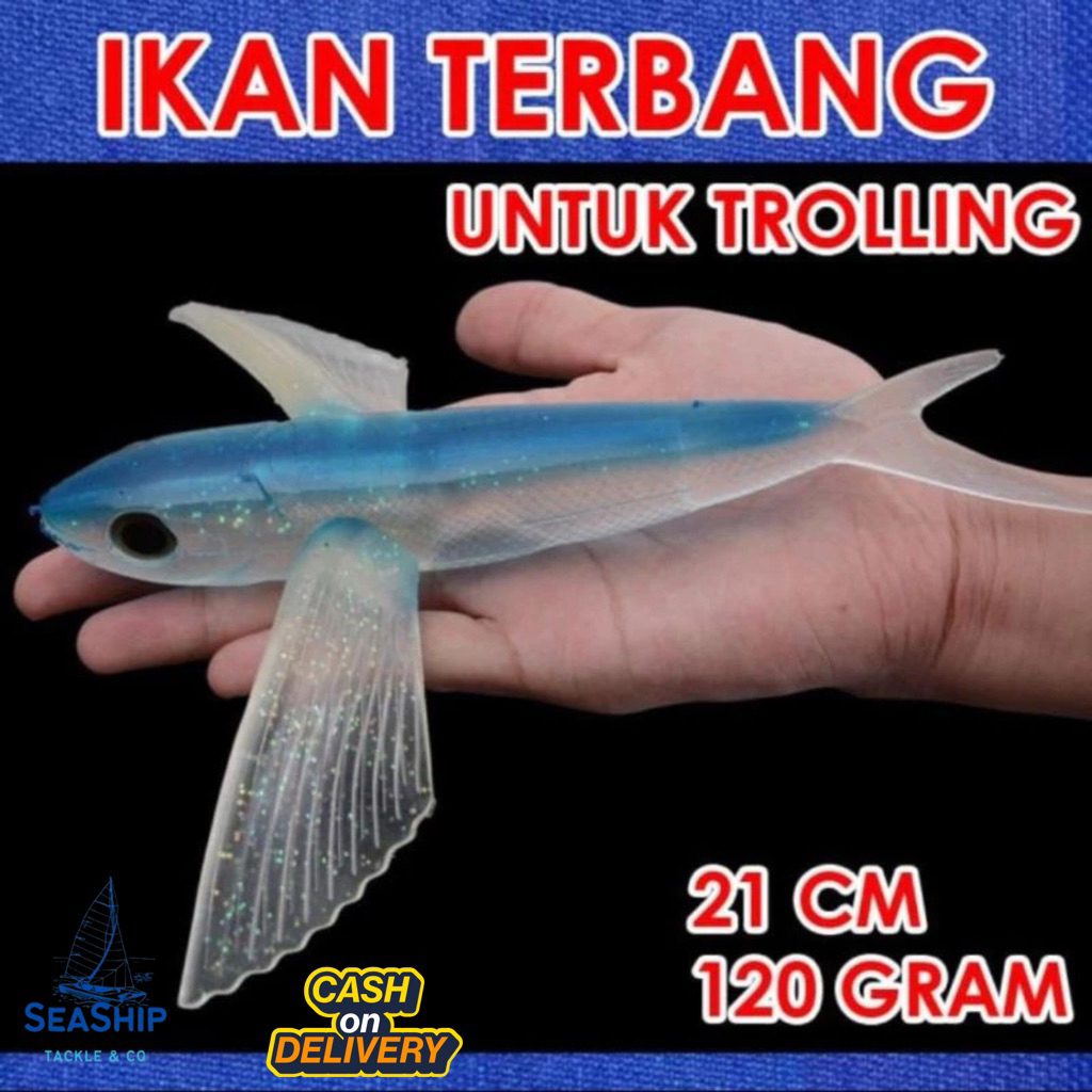 SEASHIP Softlure Ikan Terbang Silikon Kail Umpan Trolling Tuna Marlin Lure Umpan Tuna Tenggiri