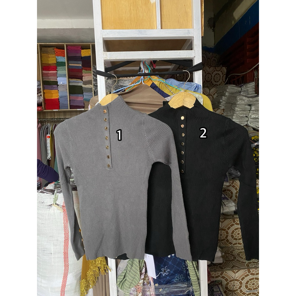 Rajut lengan panjang kancing/iner rajut baju lengan panjang kancing