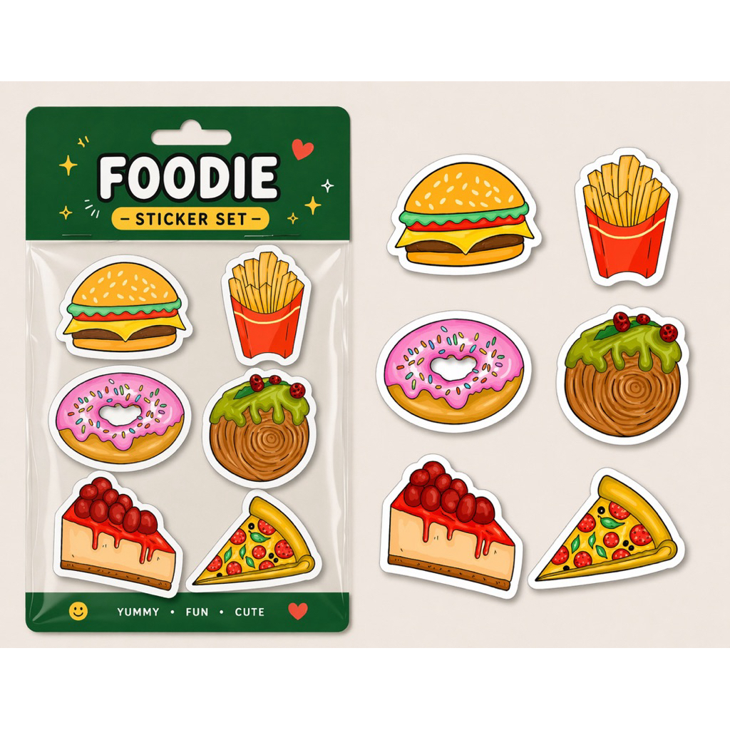 Sticker Makanan | Foodie Set Sticker | Sticker Aesthetic | Sticker Lucu