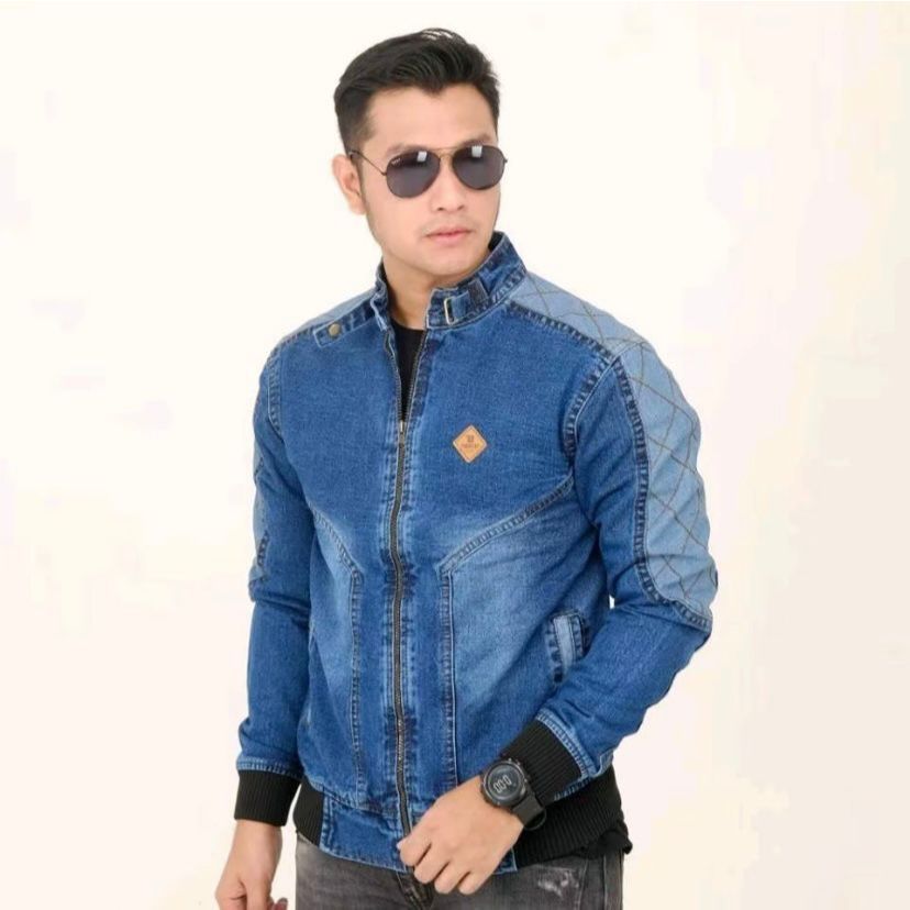 Jaket Jeans Denim Pria || Bomber Jalid Quilting Resleting | Jaket Jeans Pria Zipper Size M L XL XXL 
