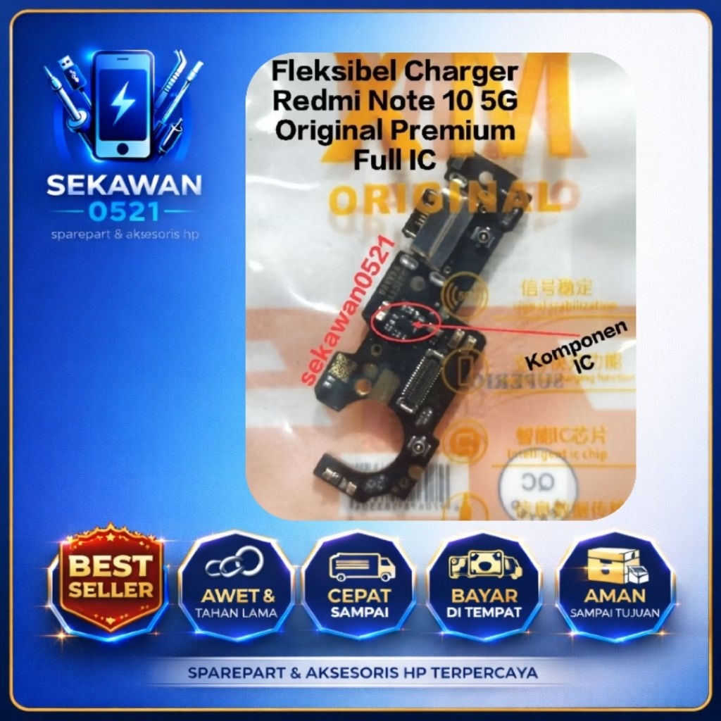 Konektor Fleksibel Charger Xiaomi Redmi Note 10 5G Papan Charger Premium