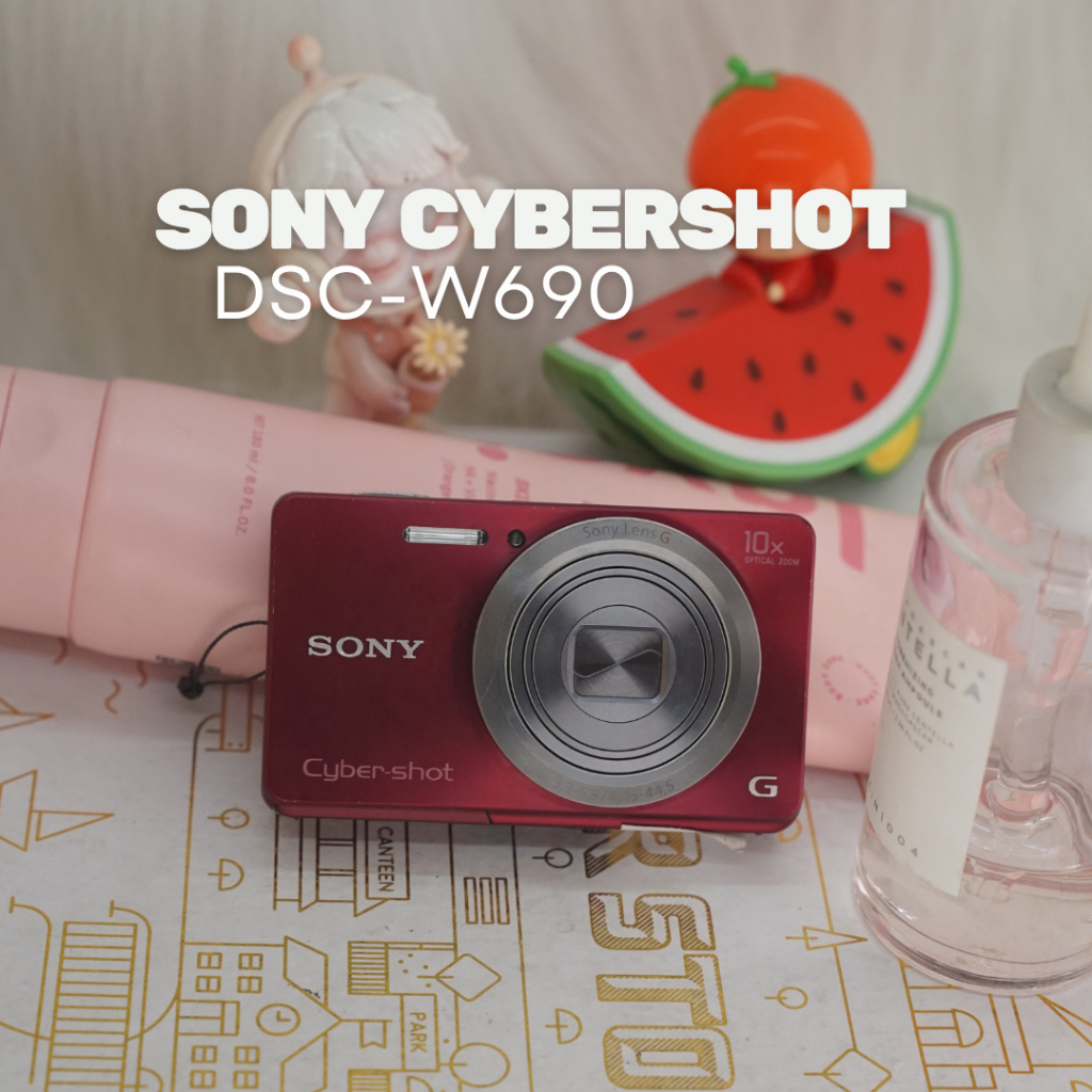 SONY CYBER-SHOT DSC-W690 RED EDITION DIGICAM — KAMERA POCKET SLIM FASHION