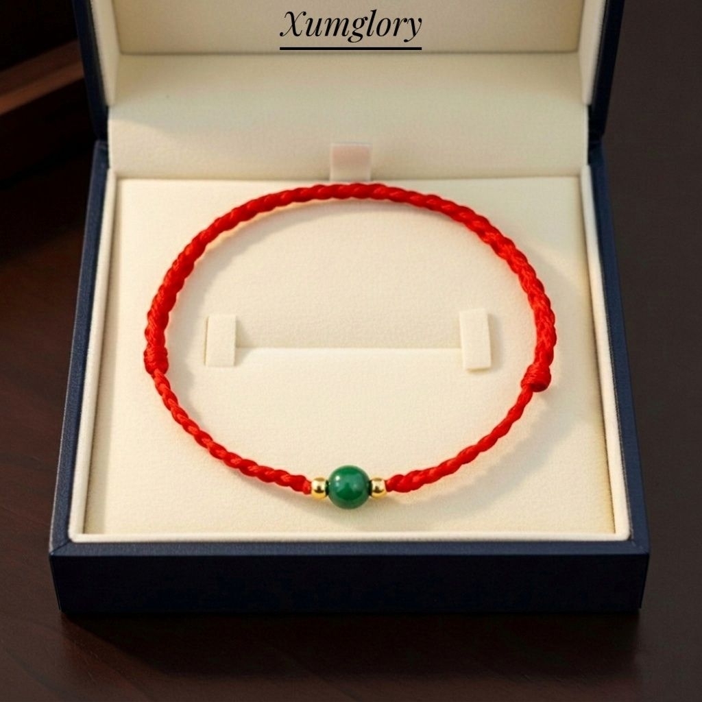 Xumglory - Gelang tali merah Giok asli 100% 6mm (713)