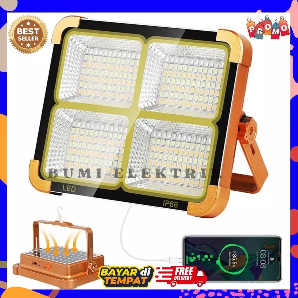 Solar LED Light Lampu Solar Lampu Emergency Luar Ruangan BB-608 200W / Lampu Sorot Solar Emergency P