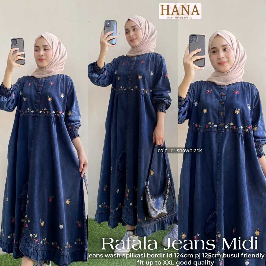 Pakaian Wanita HQ RAFALA JEANS MIDI DRESS From hANA FASHION STORE