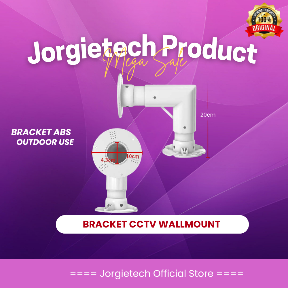 Jorgietech Bracket Holder Wall Mount Dudukan dinding panjang L 20CM CCTV / IPCAM Hikvision Dahua Ezv