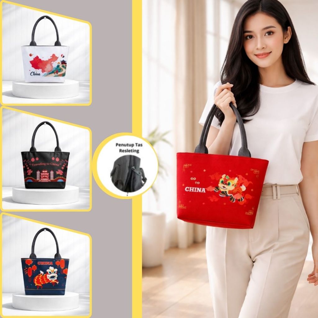 [Souvenir] Tas Oleh Oleh China Totebag Canvas Terbaru Lucu dan Unik
