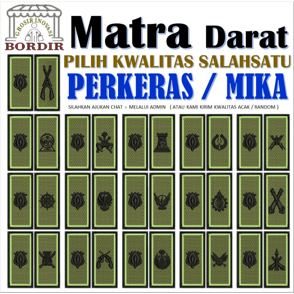 3 PANGKAT MAYOR CORP KORP CORPS PDL MATRA DARAT TNI AD STAFF BORDIR EMBROIDERY GIB