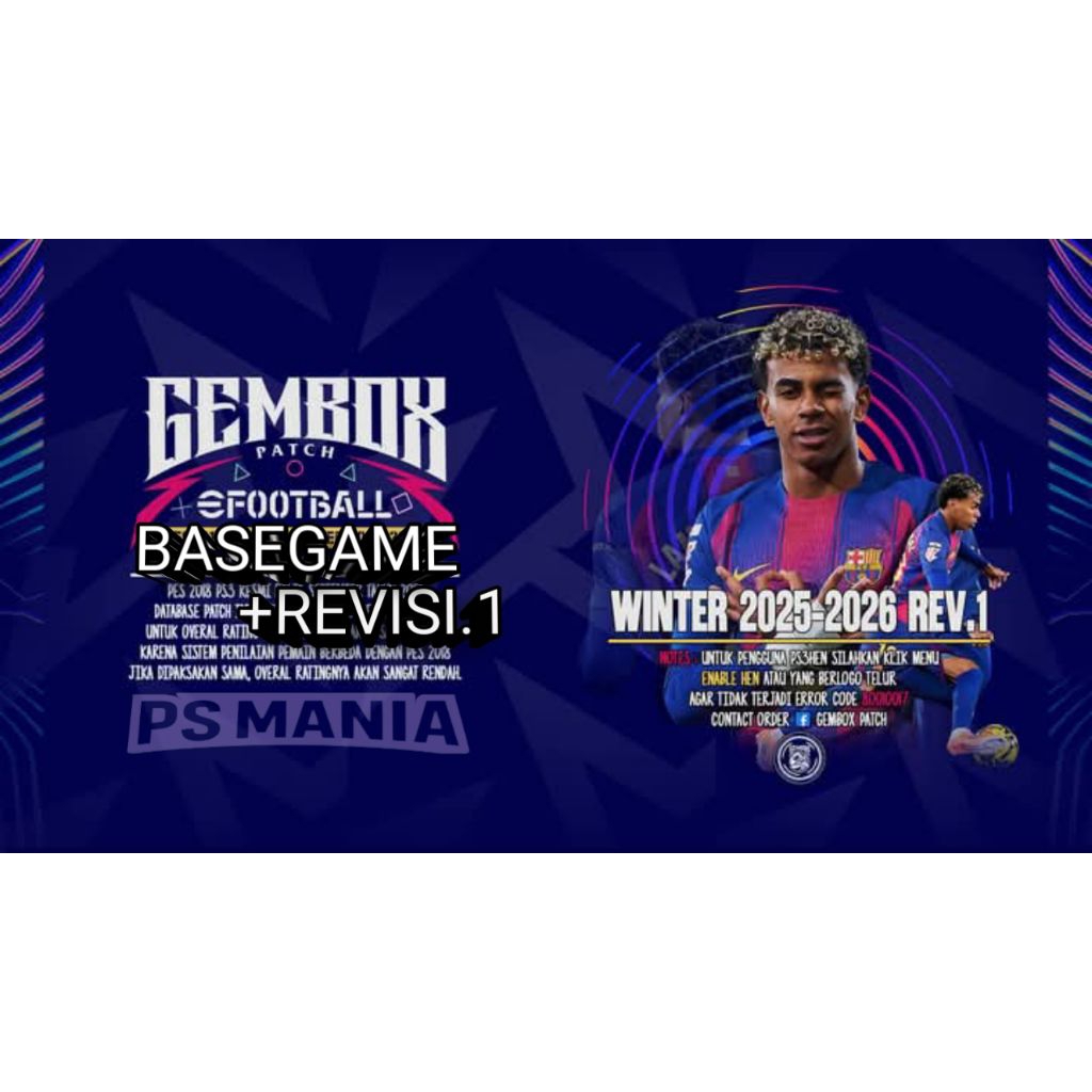 PES 2026 PS3 | GEMBOX PATCH 2026 GAME PS3