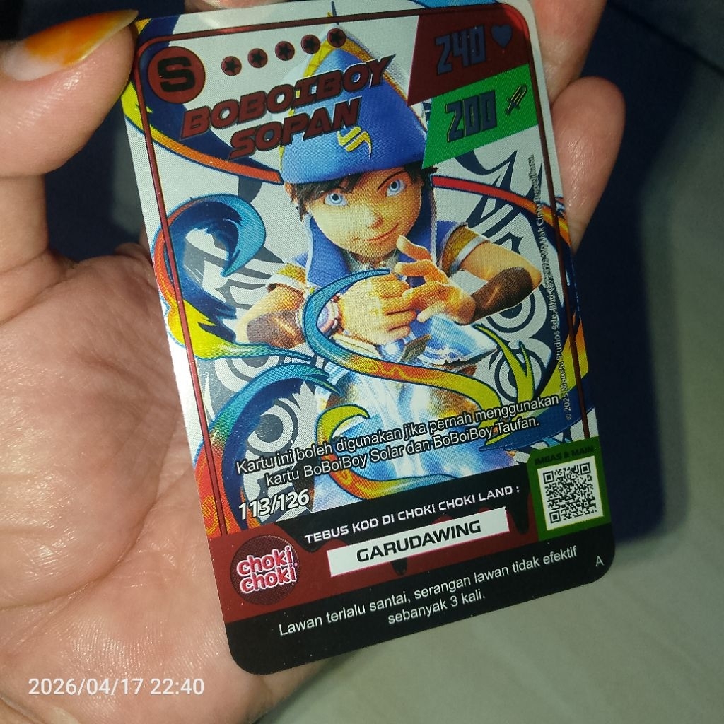 Monsta Galaxy Card Boboiboy Sopan 113/126 Seri 2 , S